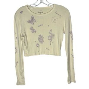 PacSun Long Sleeve Butterfly/celestrial Design Crop Top. Size Small.